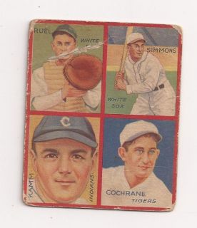 1935 Goudey Four In One  Mickey Cochrane with Willie Kamm, M. Ruel & A