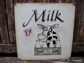 Home Decor Metal Kitchen Sign Fresh Cow Milk for Sale Stand Laugh
