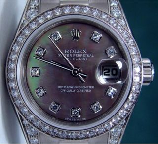 ROLEX Lady President 18k White Gold Black Mother of Pearl 179159 WATCH