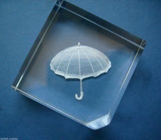 Michael F Cox Lucite Sculpture 3D Umbrella in Standing Cube