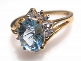 Estate Beautiful 1 5ct Natura Aquamarine Diamond Ring 10K Yellow Gold