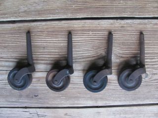 Early Antique Wooden Cast Iron Shaker Bed Wheels Casters 4