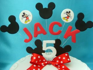 Red Mickey Mouse Birthday Cake Topper Any Name Age