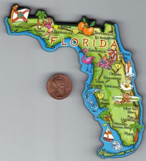 FLORIDA FL ARTWOOD STATE MAP MAGNET TALLAHASSEE MIAMI TAMPA ORLANDO