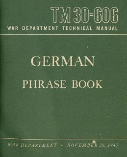 German Phrase Book Military Manual TM 30 606