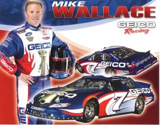 2008 Mike Wallace 7 Geico Sponsor NASCAR Postcard