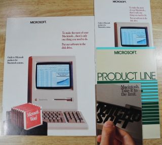 1984   1986 Microsoft Software Brochures Set Apple Macintosh 128K Mac