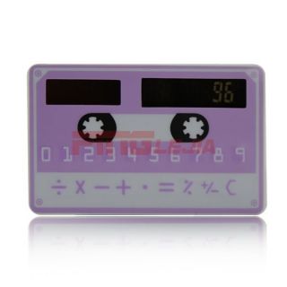 Mini Purple Slim Thin Solar Power Pocket Calculator Counter Credit