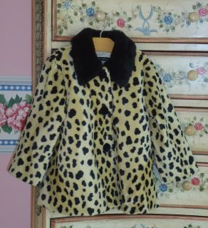 Boutique ROSETTA MILLINGTON Size 4T Faux Cheetah Fur Coat CHASING