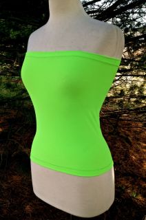 Tube Top Neon Green Stretch Matte Milliskin Full Lenght Lagenlook Size