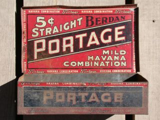 Vint Portage 5 Cent Berdan Metal Cigar Box Mild Havana Combination 50