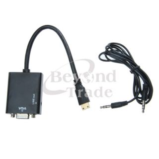 New Professional Mini HDMI to VGA Aduio HD Conversion Cable Adapter