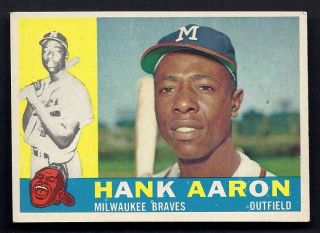 Hank Aaron Milwaukee Braves 1960 Topps Card 300