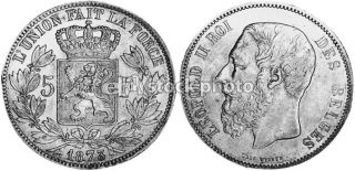 Belgium 5 Francs, 5 Frank, 1873