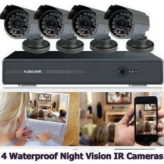 On Sale 4 CH CCTV DVR Home Security System with 4 Cameras Night vision