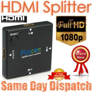 to 3 Port Way HDMI Multi Display Switch Hub Cable Splitter HDTV IN