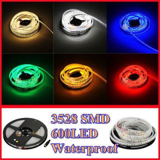 Colours 5M/16FT 3528 SMD Waterproof 600 LEDs Flexible Strip Light
