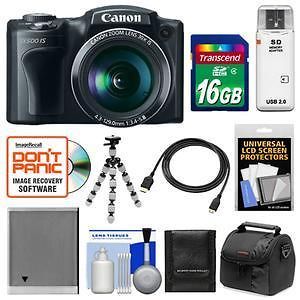 Canon PowerShot SX500 IS Digital Camera Kit 16MP Black SX500IS NEW USA