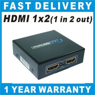 Port HDMI Splitter Switch Amplifier 1x2 (1 in 2 out) 3D 1080P HDTV