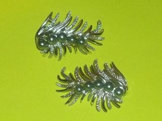 Vintage Coventry Clip Earrings Dynasty Era Bold Silver Tone Faux