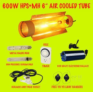 600 WATT 600W HPS/MH DIGITAL GROW LIGHT AIR COOL TUBE HOOD