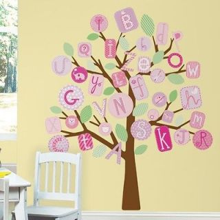 ABC ALPHABET TREE WALL DECALS MURAL Baby Girl Nursery Stickers Decor
