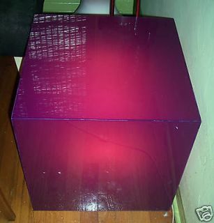 RARE Vtg Mid Century Table/Light/La mp Cube Purple Acrylic/Plexi Glass