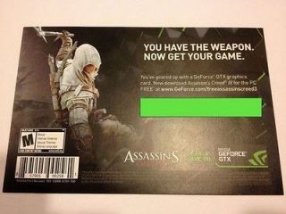Creed 3 III for PC 2012 NVIDIA Steam Digital  Activation Card