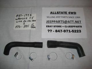 GAS TANK FUEL FILLER & VENT HOSES W/CLAMPS, JEEP YJ 87 95 20 GAL & 91