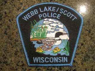 Webb Lake Scott Wisconsin Police patch NICE Loons WI