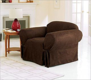 Soft Heavy Micro Suede Brown Armchair Arm Chair Cover Slipcover