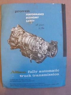 Vintage Allison Transmission Sales Brochure / Literature / Pamplet