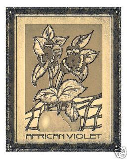AFRICAN VIOLET plant seed VINTAGE RETRO wall decor SIGN plaque