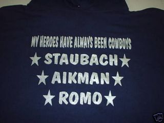 Heroes Dallas Cowboys Cowboy Aikman Staubach Romo Hooded Hoodie