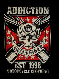 Addiction Mens Black Hellraiser Bikers T shirt Size M fits chest 39