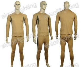 Airsoft Tactical Polartec Thermal Underwear Set Shirt and Pants TAN