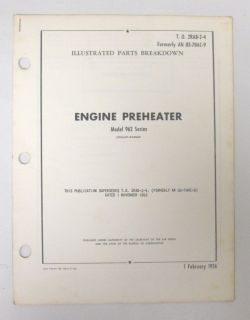 Original Stewart warner Aircraft Engine Preheater Parts Manual