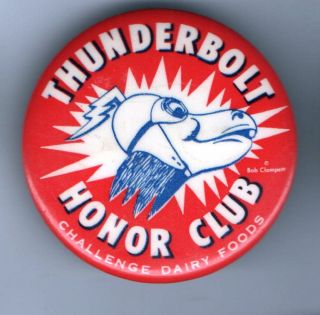 1950s Thunderbolt Honor Club Lightning Colt pinback BOB CLAMPETT