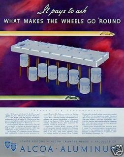 1935 Alcoa Aluminum Pistons Cylinder Heads Makes Wheels Go Round