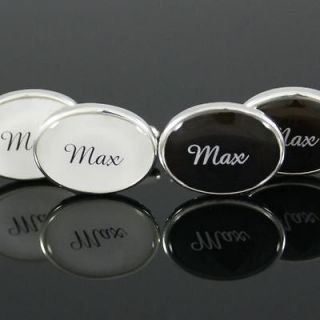 Name Cufflinks 30 Names from Max to Raymond, Black or White FREE P&P