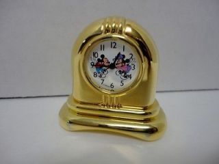 & Minnie Mouse Dance Brass Gold Miniature Collectible Table Clock
