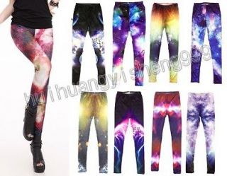 Starry Universe Tie dyed Shade Color Design Tights Stretch Pants