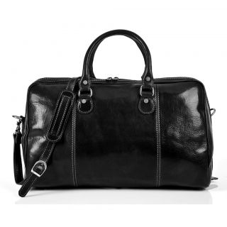 Alberto Bellucci Perugia Italian Leather Duffle Bag   Black