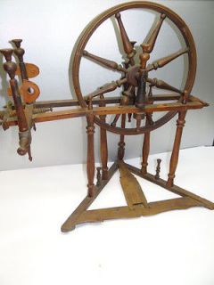 Antique Old Wood French? Working Childs Spinning Wheel Silk Flax
