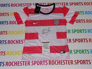 HOPE SOLO signed autographed TEAM USA NIKE red and white Jersey JSA#