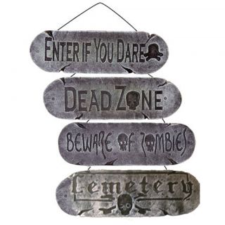 4pc~Gothic Crypt Yard Signs~ZOMBIE~CEMETERY~ENTER~DEAD~Halloween Prop