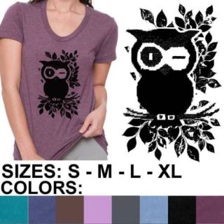Owl American Apparel 50/50 Womens T Shirt (BB301)