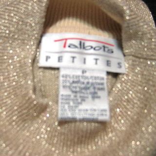 Talbots Beige Metallic Cotton Rayon Pullover Sweater Knit Top P S