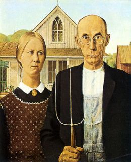 Couple American Gothic 1930 by Grant Wood USA US Fine Art Poster Repro