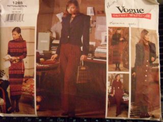 VOGUE CAREER WARDROBE PATTERN 1265 WITH SHORT LINED FITTED 1 BUTTON